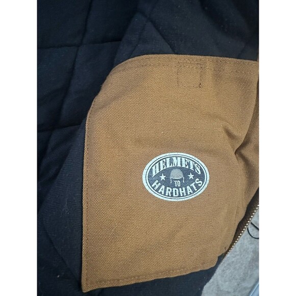 VTG Carhartt Helmets To Hardhats XL Hooded Chore Jacket J140BRN Great Condition - Picture 5 of 9